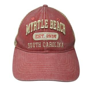 Myrtle Beach South Carolina Snapback Trucker Hat Red One Size Mesh Back